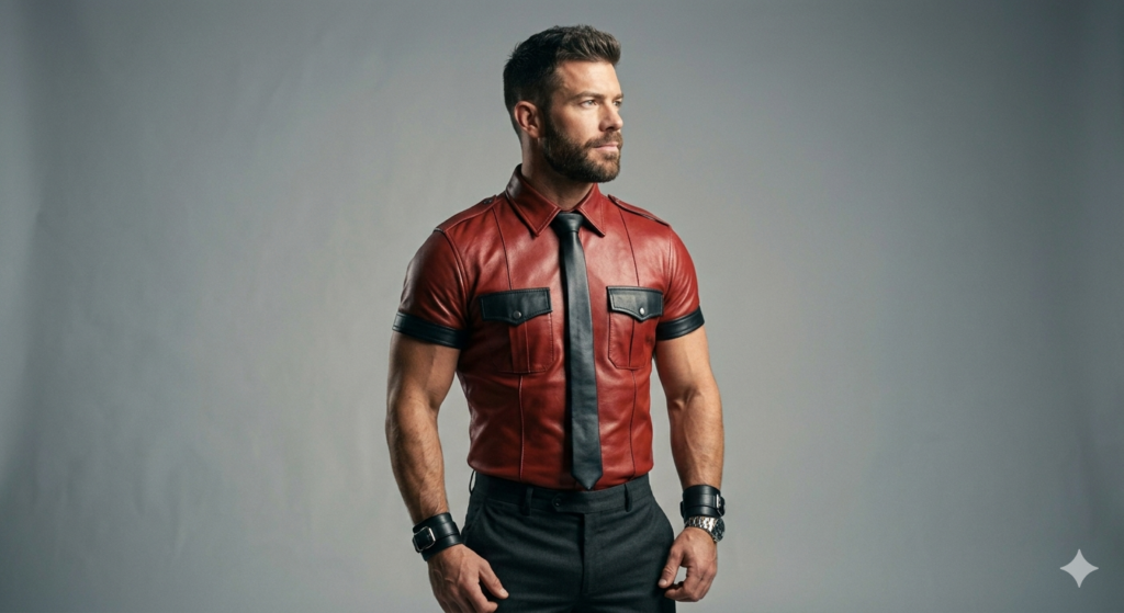 Redline Biker Leather Uniform Premium Slim Sheepskin Shirt