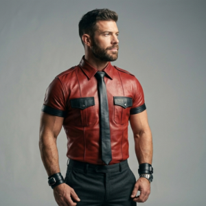 Redline Biker Leather Uniform Premium Slim Sheepskin Shirt