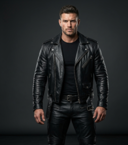 The Onyx Elite Man Black Biker Leather jacket