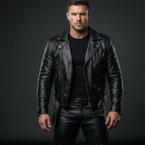 The Onyx Elite Man Black Biker Leather jacket
