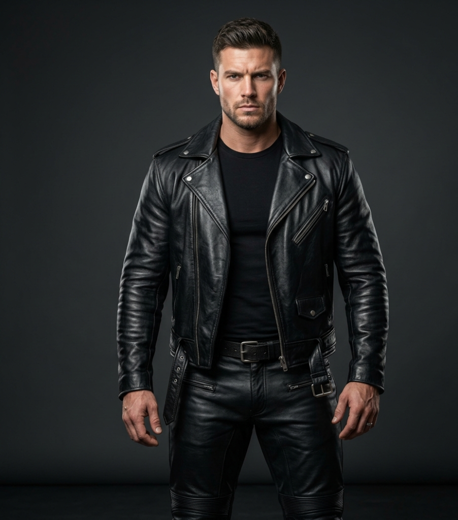 The Onyx Elite Man Black Biker Leather jacket