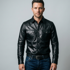 Black Frontier Leather Over Shirt