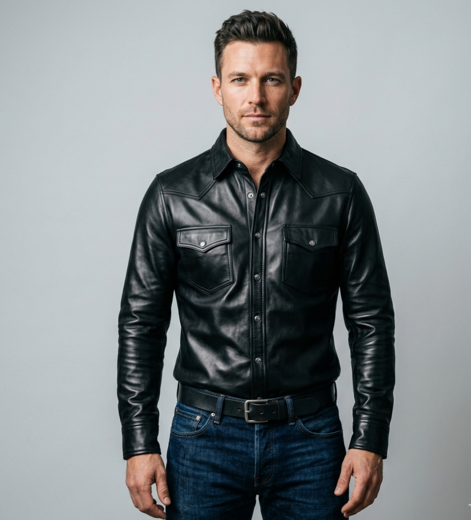 Black Frontier Leather Over Shirt