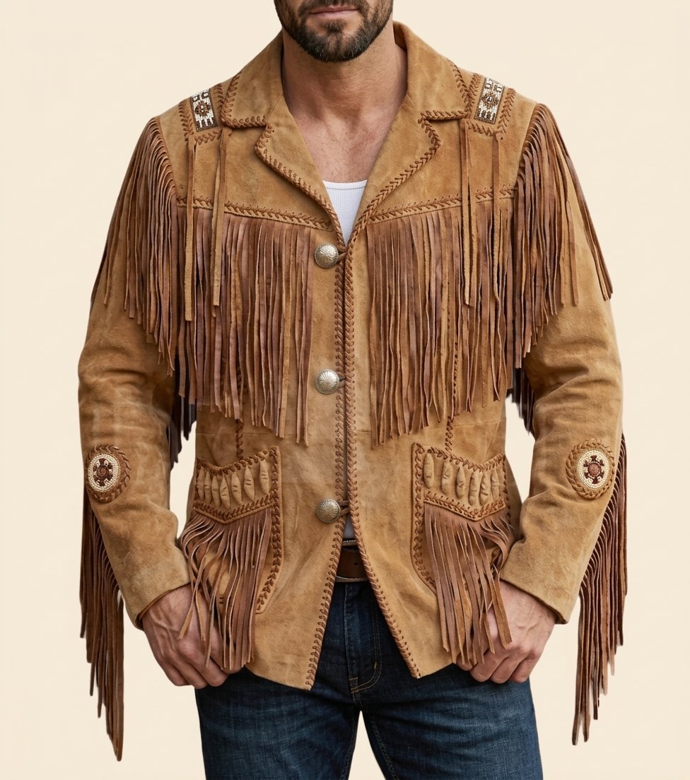 Men’s Vintage Western Fringe Suede Coat | Handmade Cowboy Leather Jacket | Retro Festival Style - Image 5