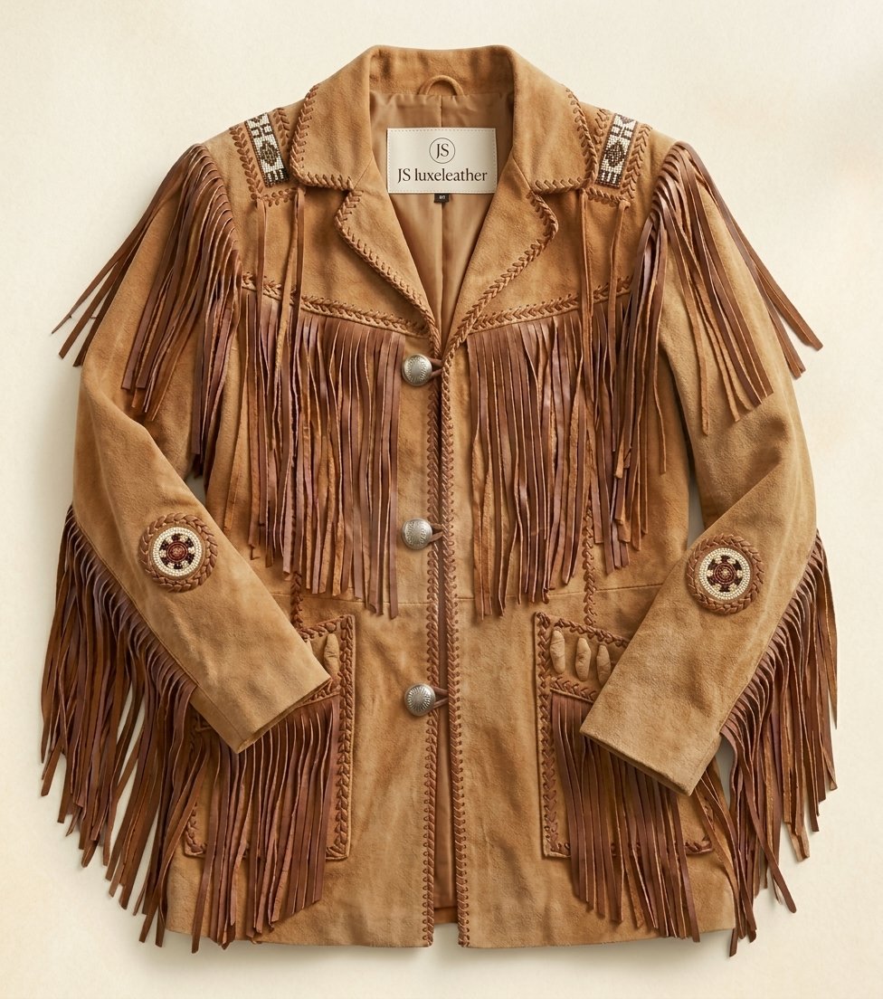 Men’s Vintage Western Fringe Suede Coat | Handmade Cowboy Leather Jacket | Retro Festival Style - Image 2