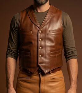 Handcrafted Heritage Brown Leather Vest –  Outerwear